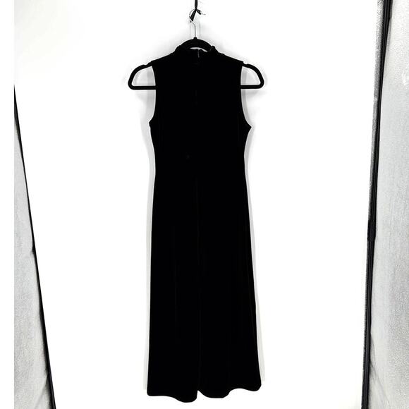 Vintage RONNI NICOLE chocolate brown velvet maxi Mock Neck Dress size S 90s - Picture 2 of 6